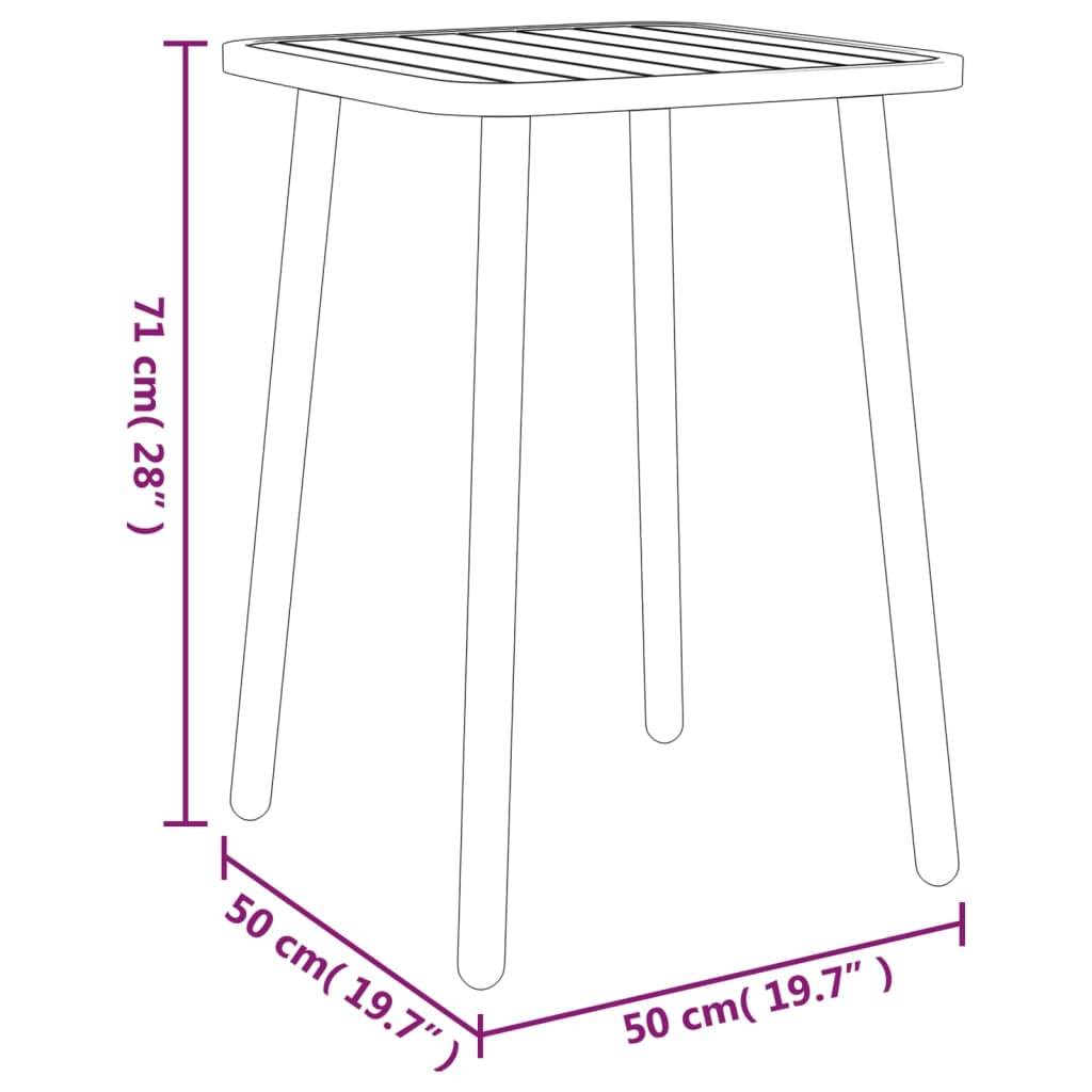 Tuintafel 50x50x71 cm staal antracietkleurig