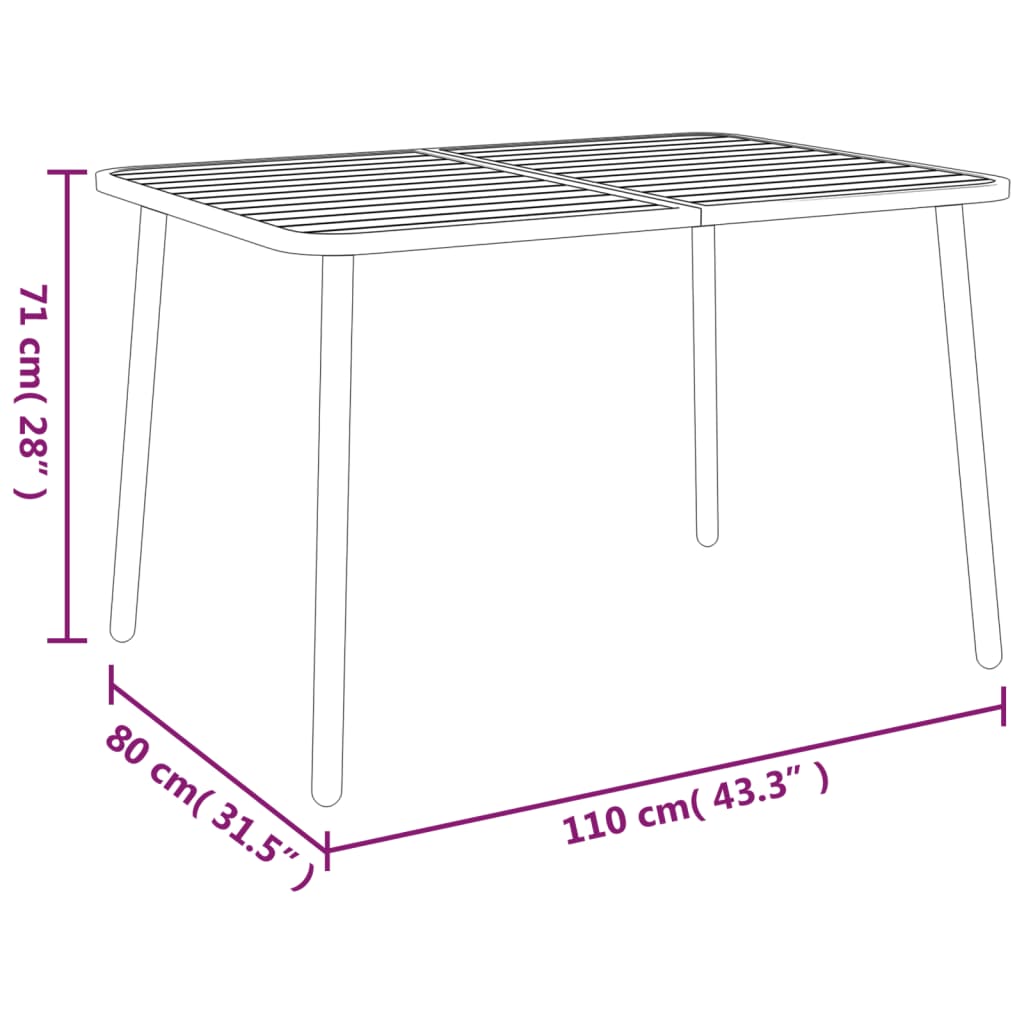 Tuintafel 50x50x71 cm staal antracietkleurig