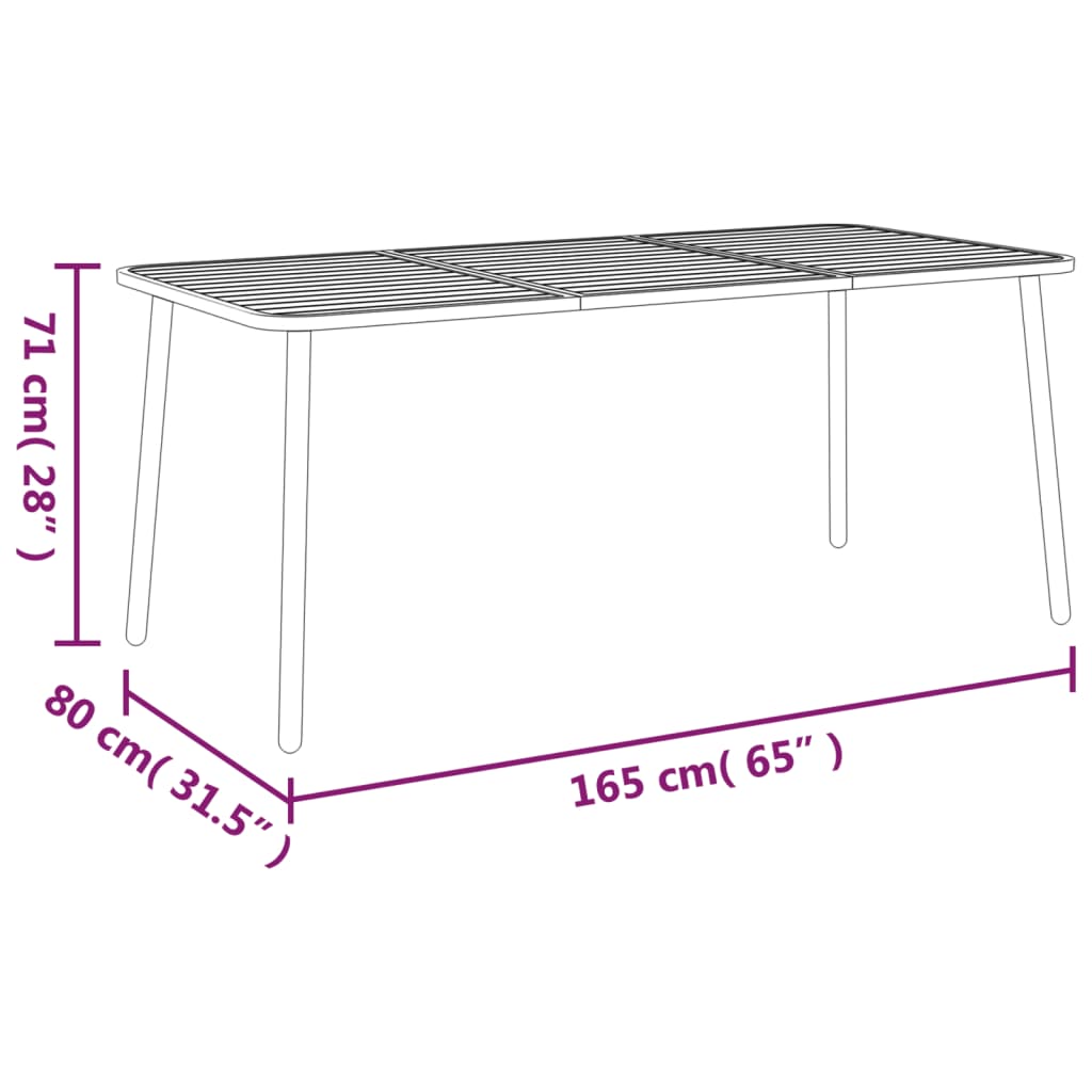 Tuintafel 50x50x71 cm staal antracietkleurig