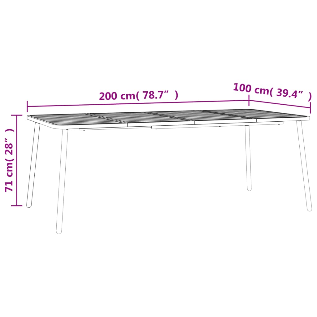 Tuintafel 50x50x71 cm staal antracietkleurig