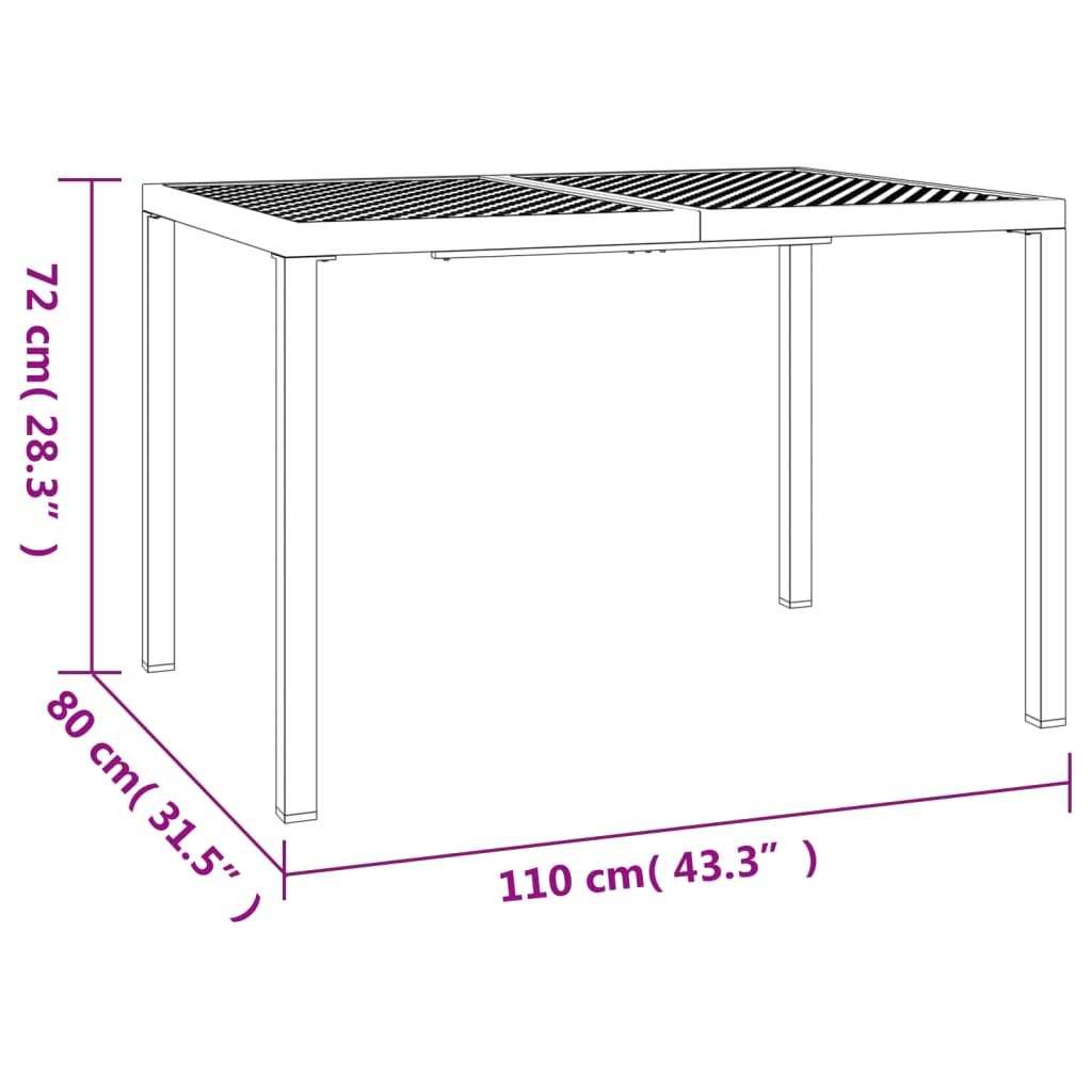 Tuintafel 200x100x72 cm staal antracietkleurig