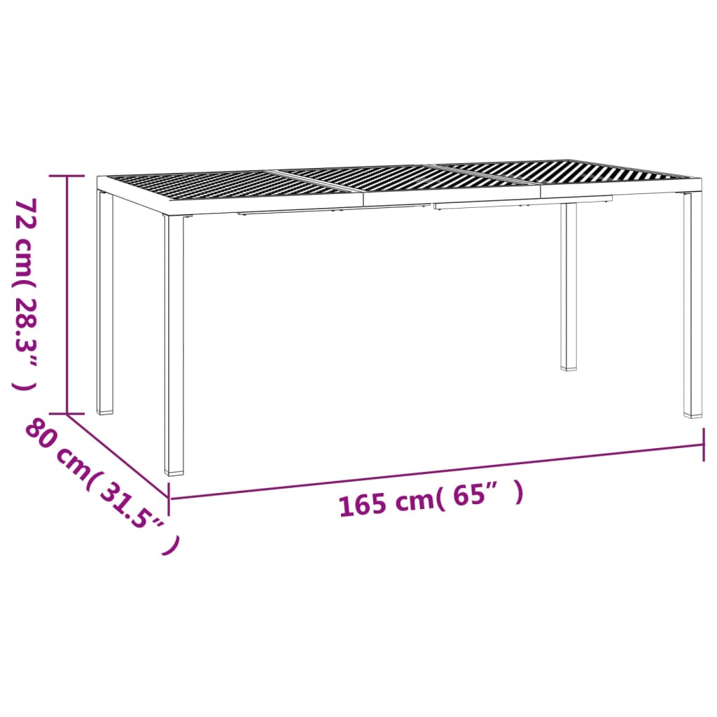 Tuintafel 200x100x72 cm staal antracietkleurig