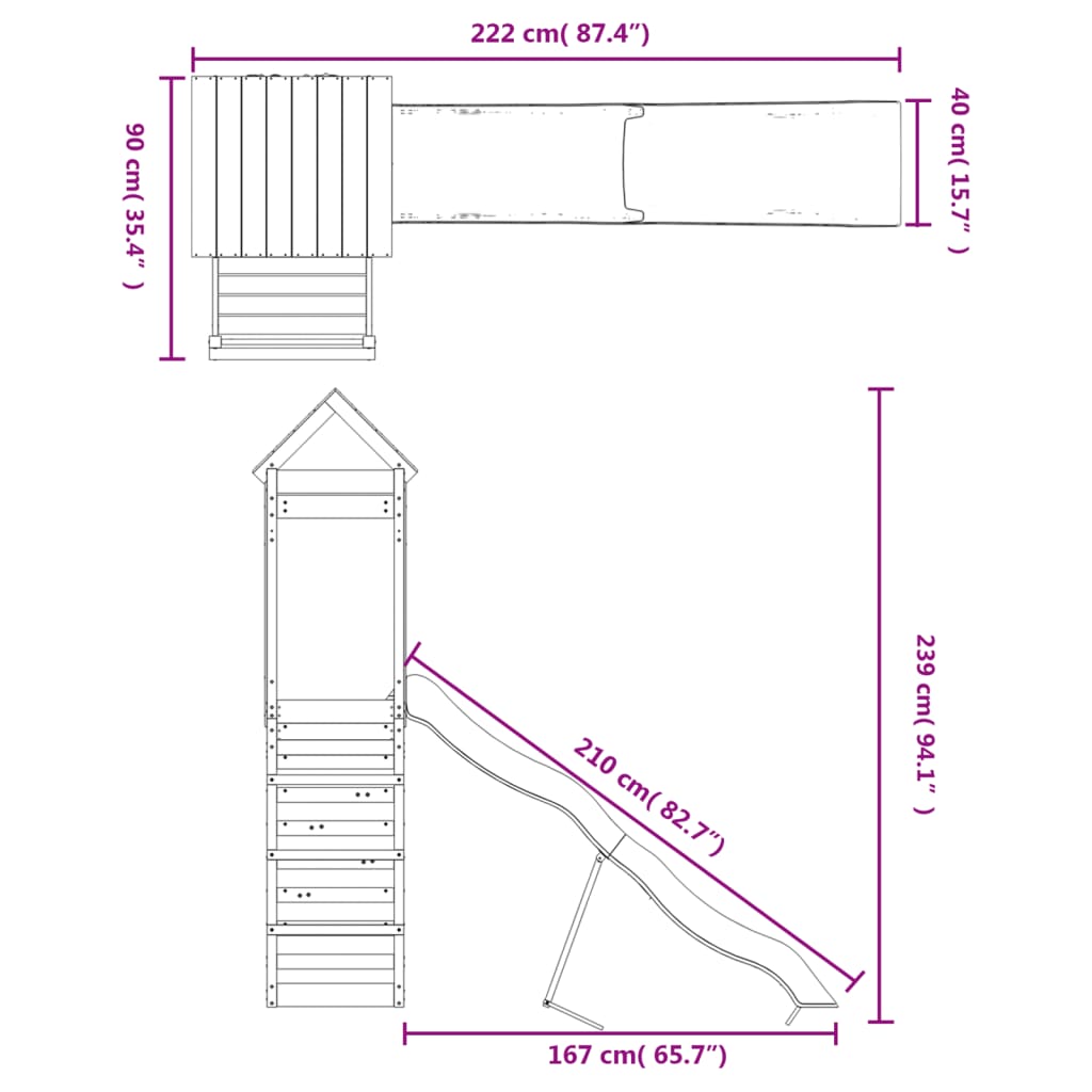 Speelhuis geïmpregneerd grenenhout