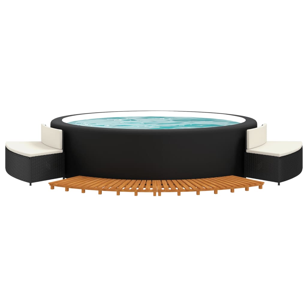 Hottub-ombouw poly rattan massief acaciahout