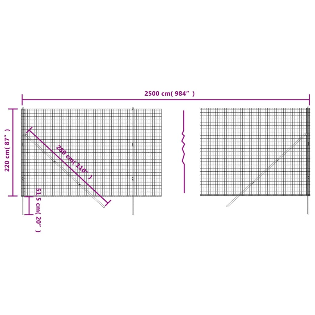 Draadgaashek 2,2x25 m gegalvaniseerd staal