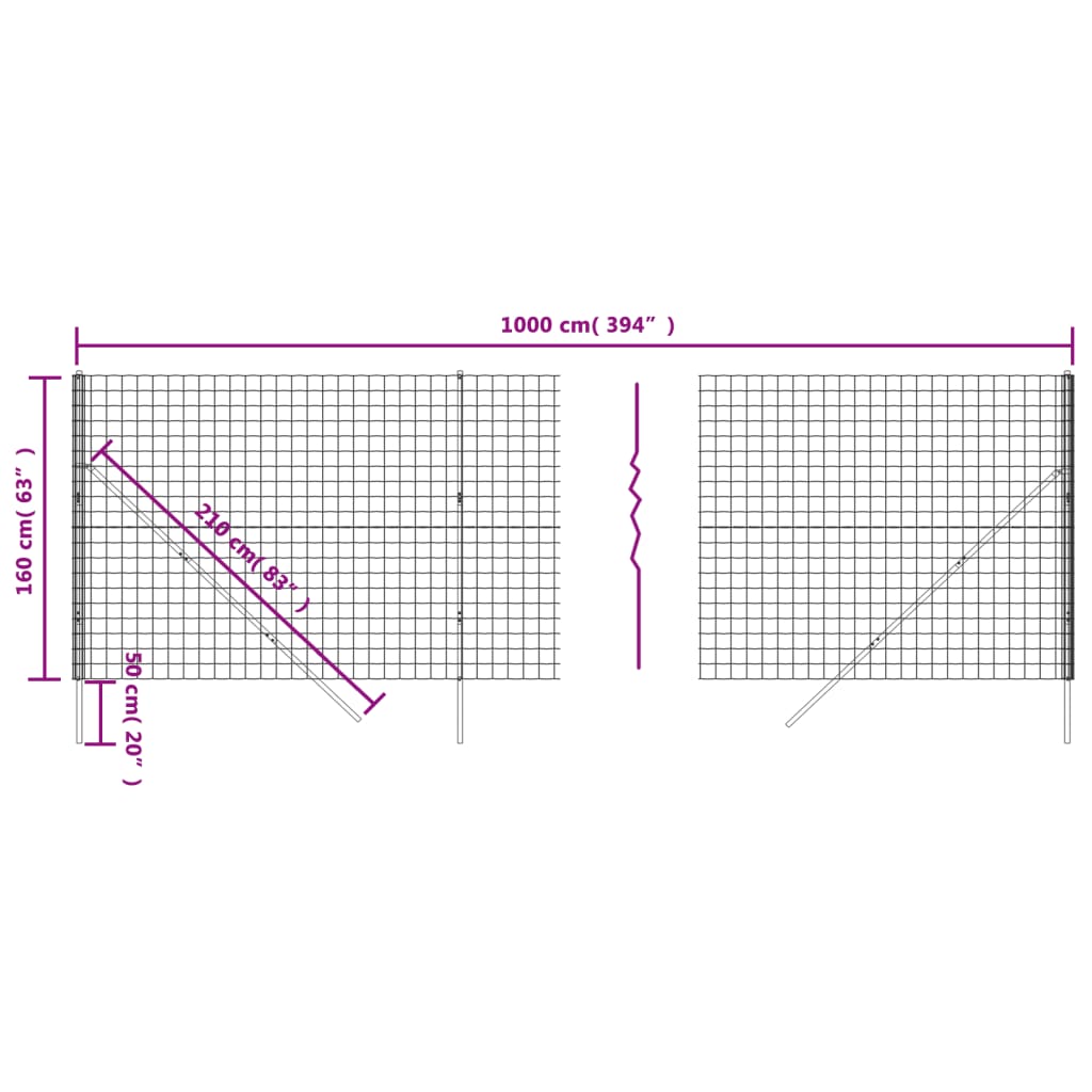 Draadgaashek 1,6x10 m gegalvaniseerd staal