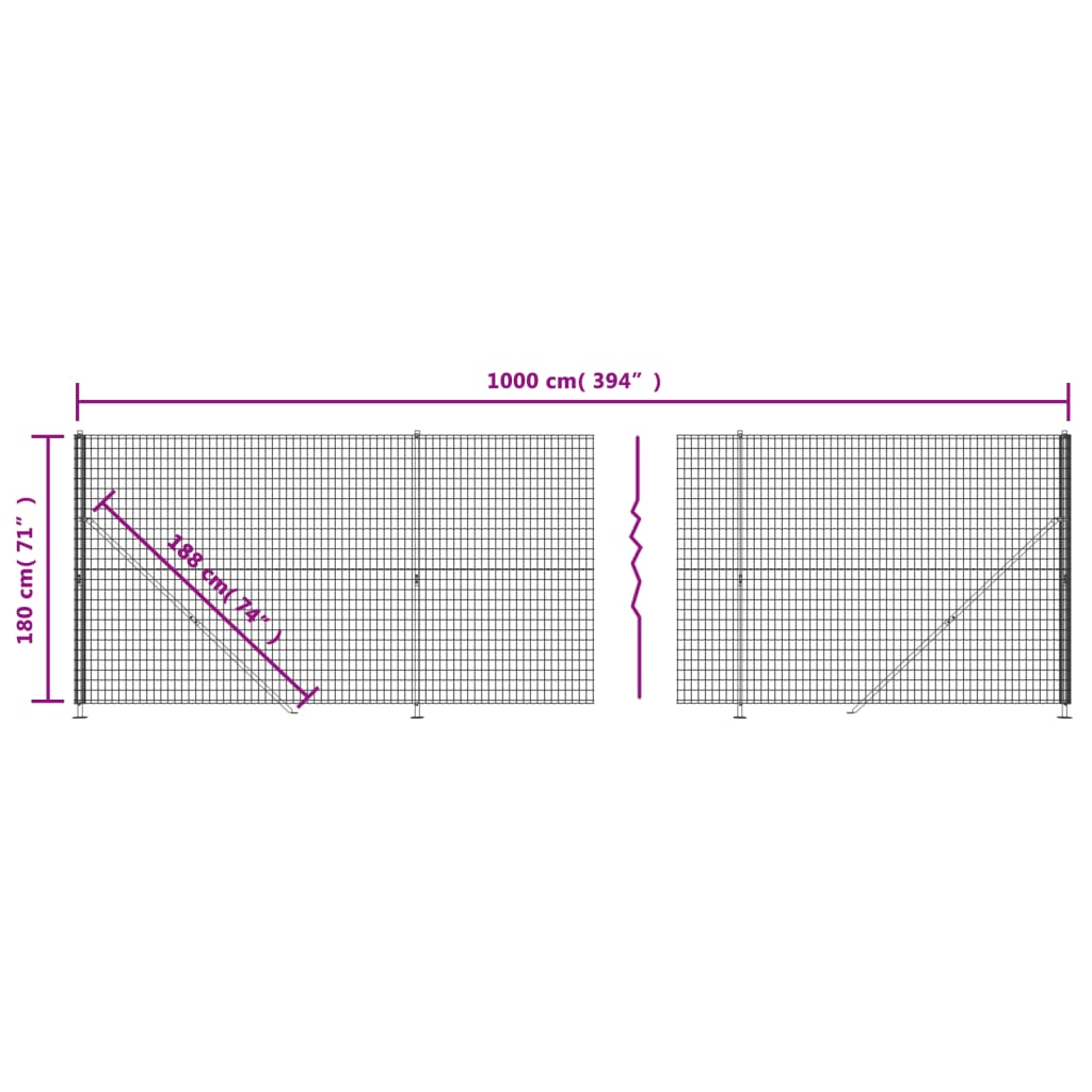 Draadgaashek met flens 2,2x25 m antracietkleurig