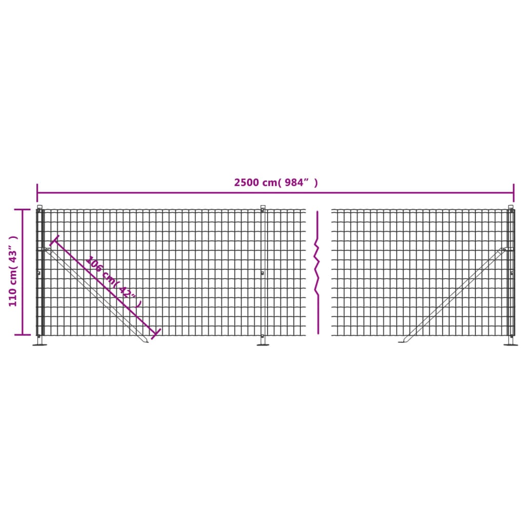 Draadgaashek met flens 2,2x25 m antracietkleurig