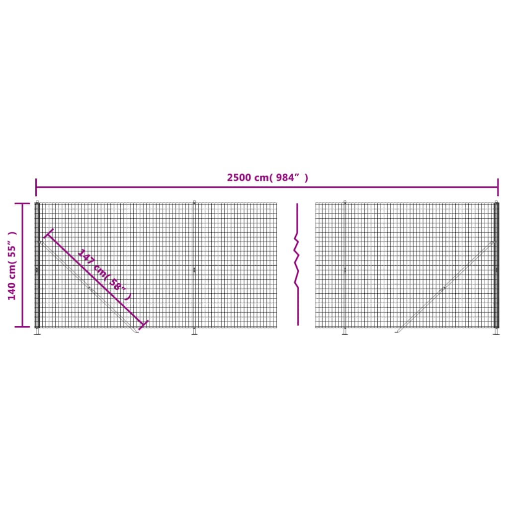 Draadgaashek met flens 2,2x25 m antracietkleurig