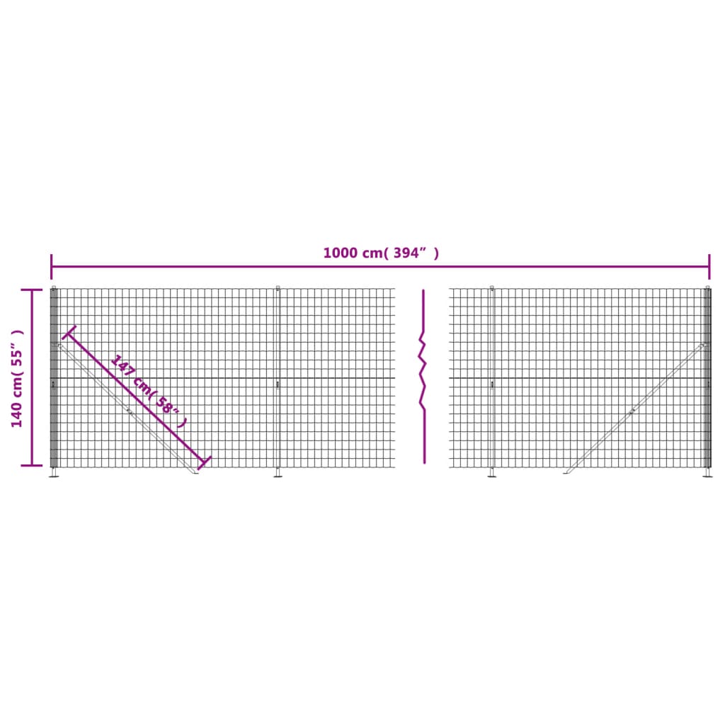 Draadgaashek met flens 1,4x10 m antracietkleurig