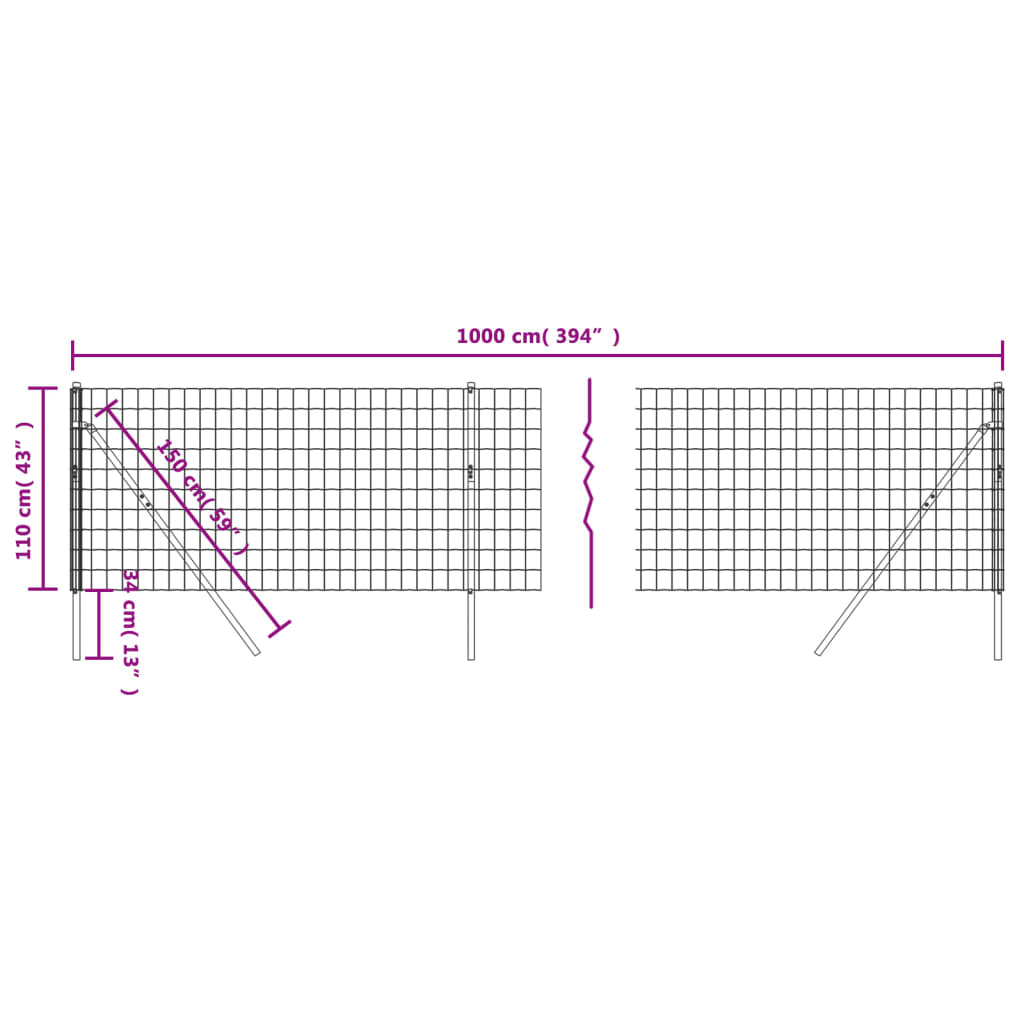 Draadgaashek 2,2x25 m gegalvaniseerd staal antracietkleur