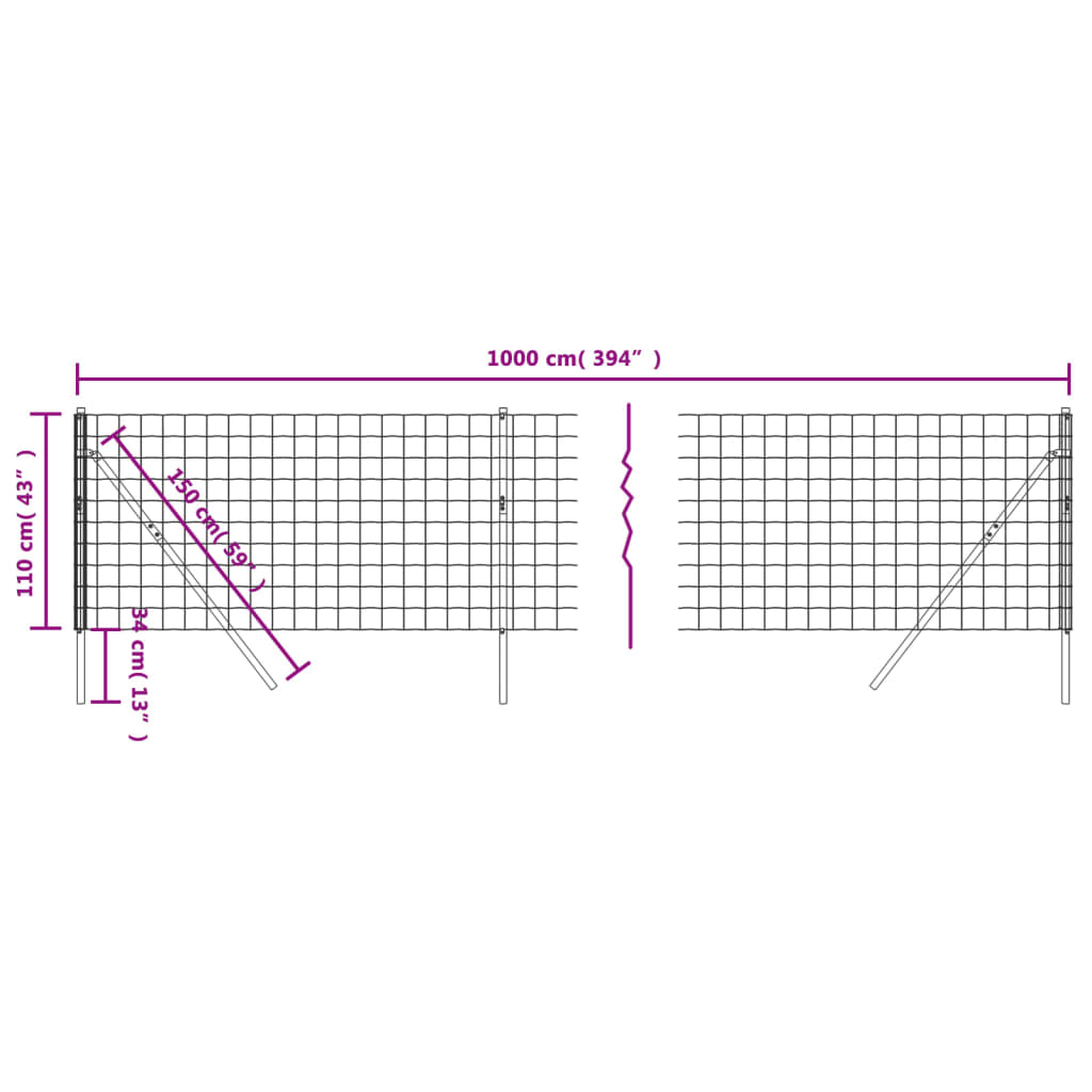 Draadgaashek 1,6x10 m gegalvaniseerd staal