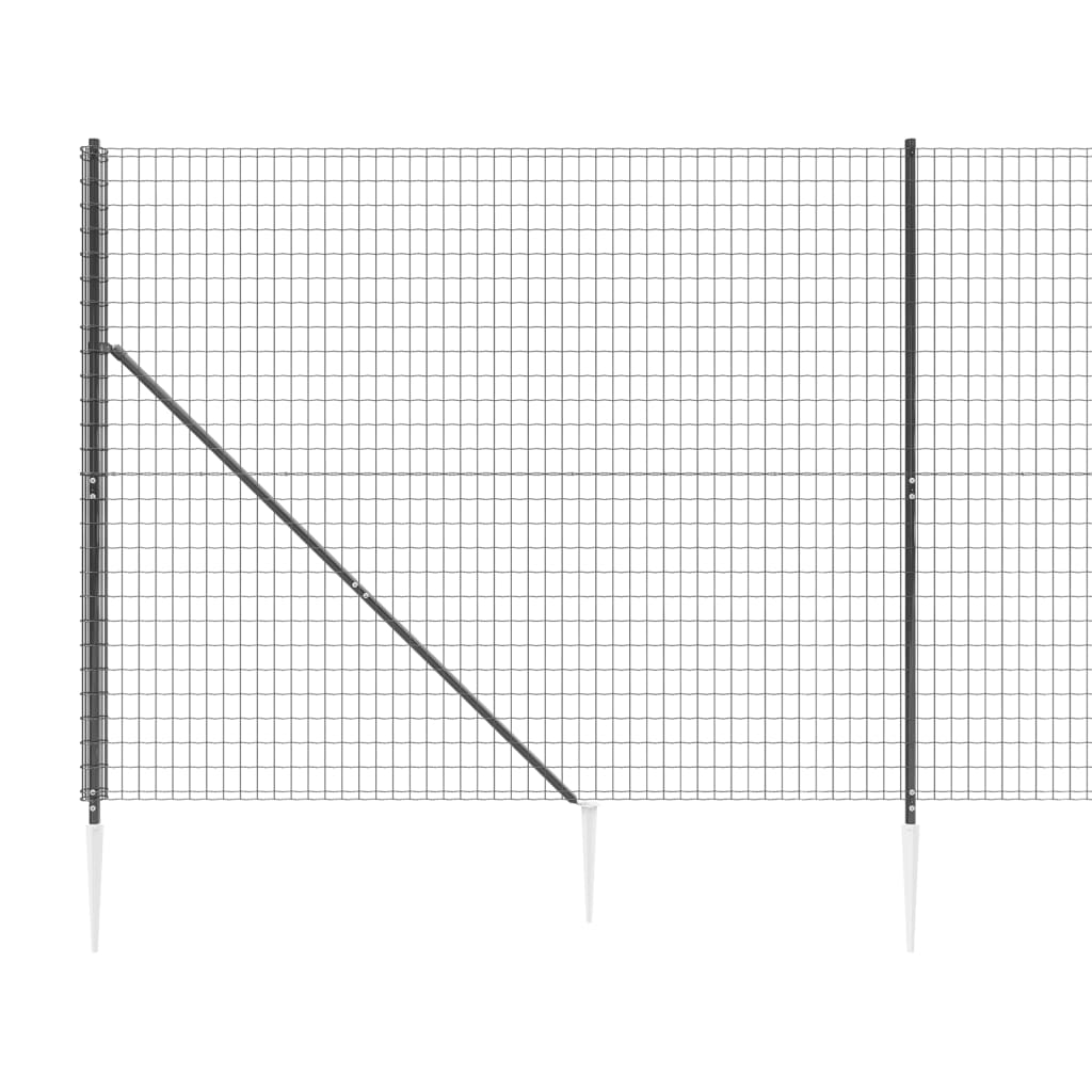 Draadgaashek met grondankers 2x10 m antracietkleurig