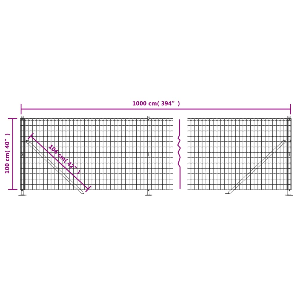 Draadgaashek met flens 1,1x10 m antracietkleurig