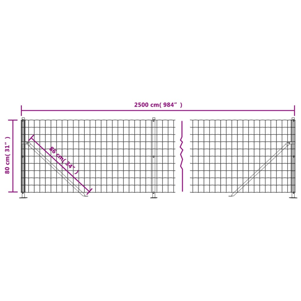 Draadgaashek met flens 1,4x10 m antracietkleurig