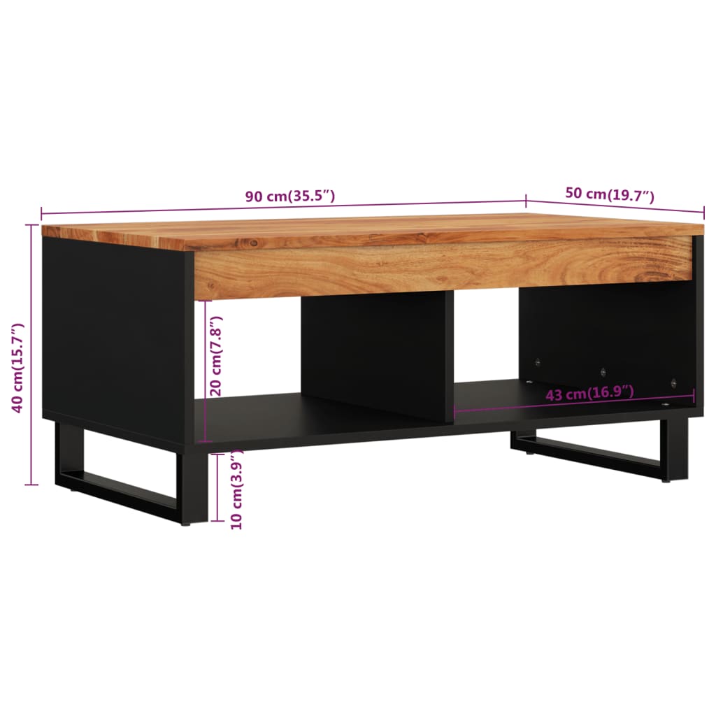 Salontafel 90x50x40 cm massief mangohout