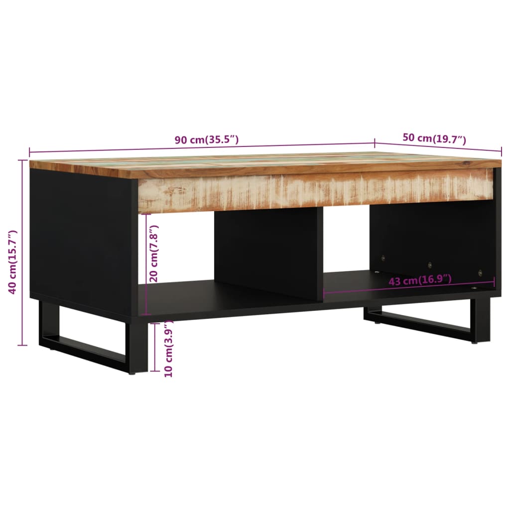 Salontafel 90x50x40 cm massief mangohout