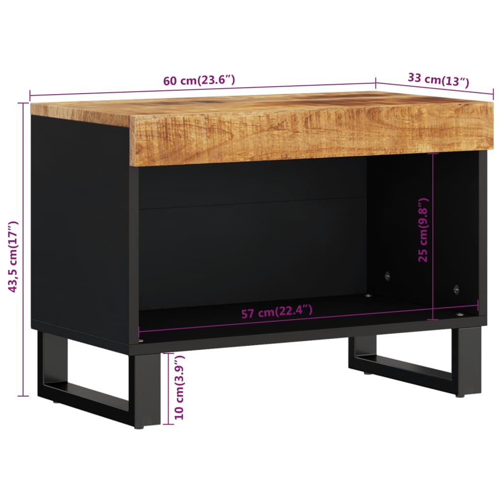 Tv-meubel 60x33x43,5 cm massief mangohout