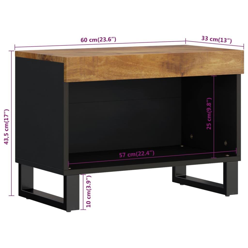 Tv-meubel 60x33x43,5 cm massief mangohout