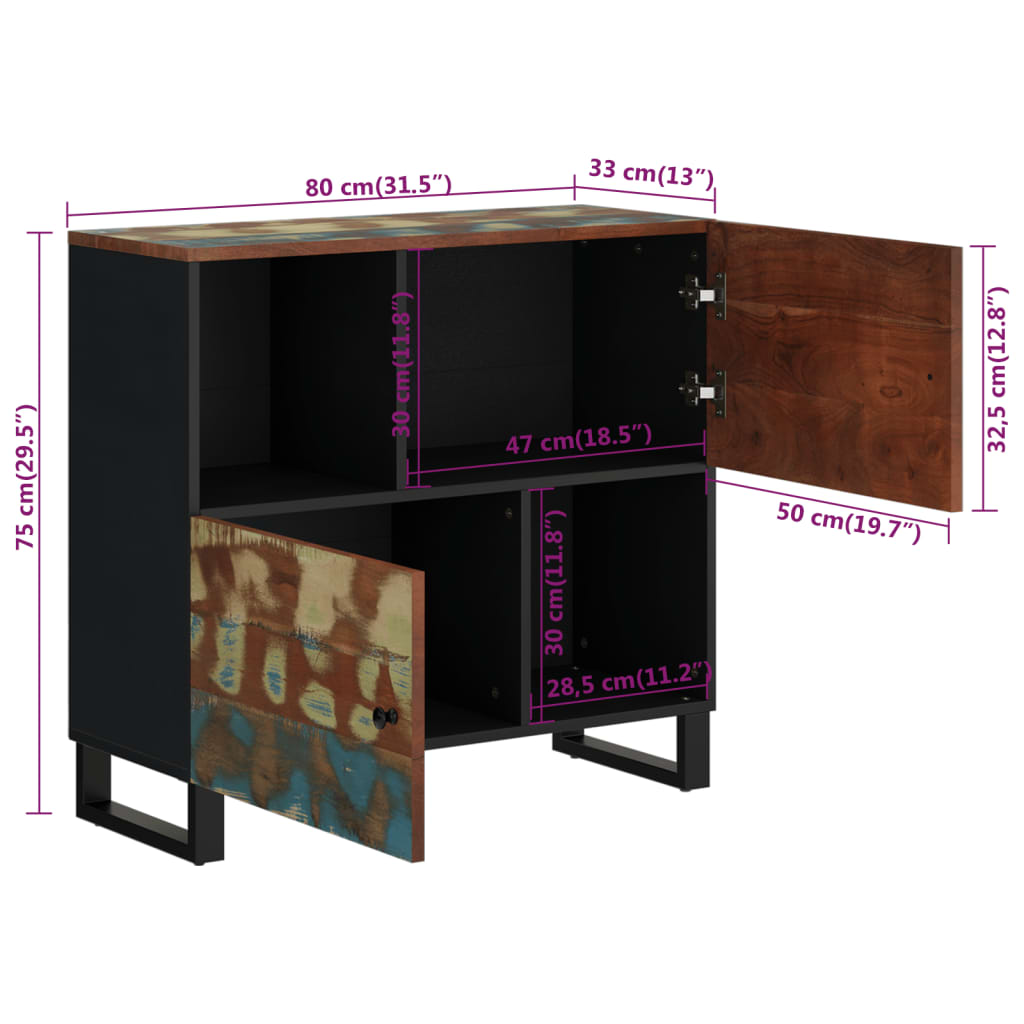 Dressoir met 2 deuren 80x33x75 cm massief acaciahout