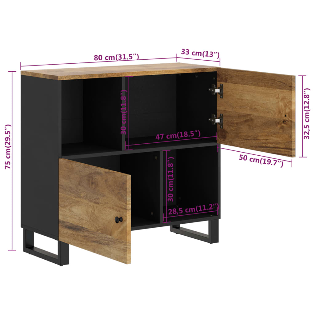 Dressoir met 2 deuren 80x33x75 cm massief acaciahout