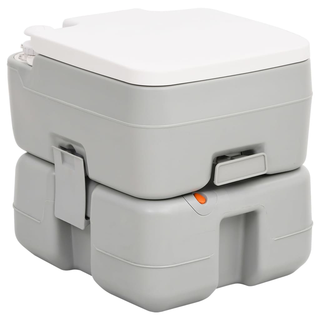 Campingtoilet draagbaar 10+10 L HDPE grijs en wit