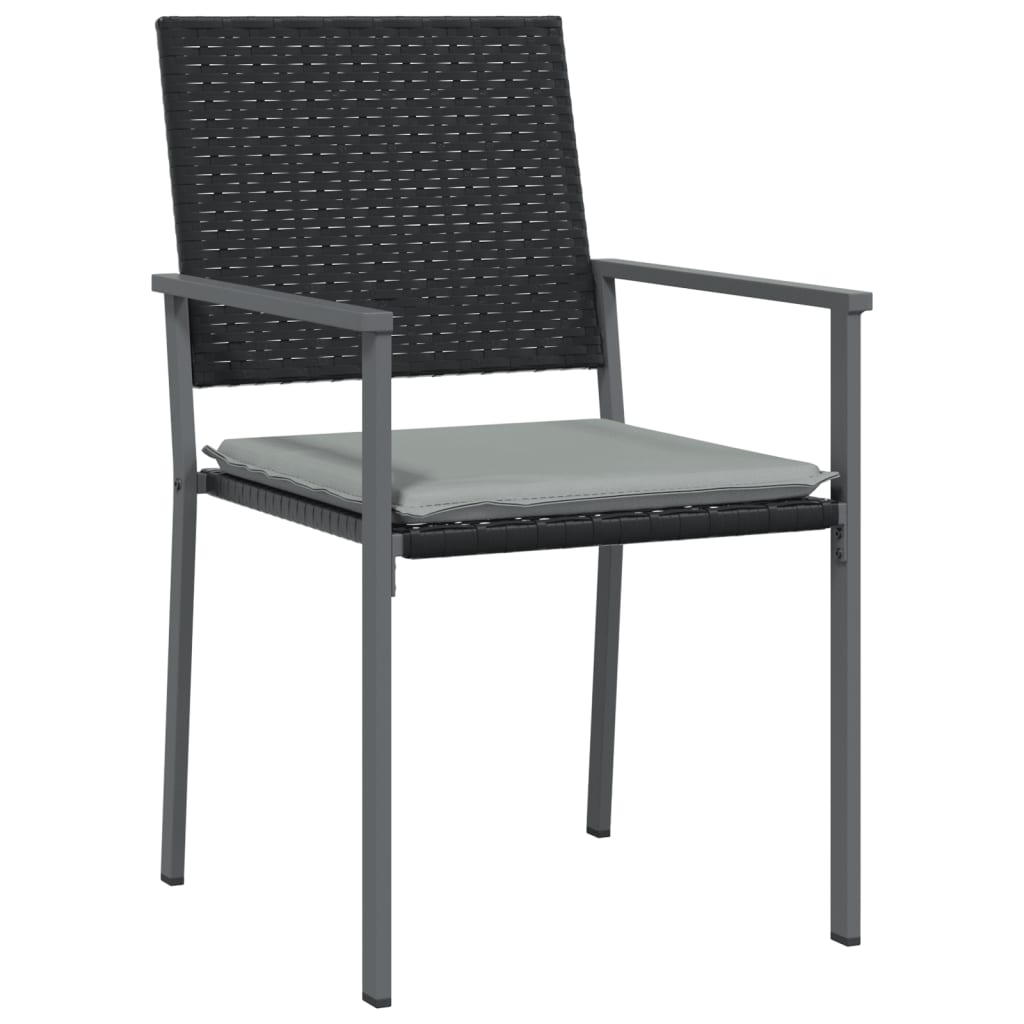 Tuinstoelen 4 st met kussens 54x62,5x89 cm poly rattan zwart