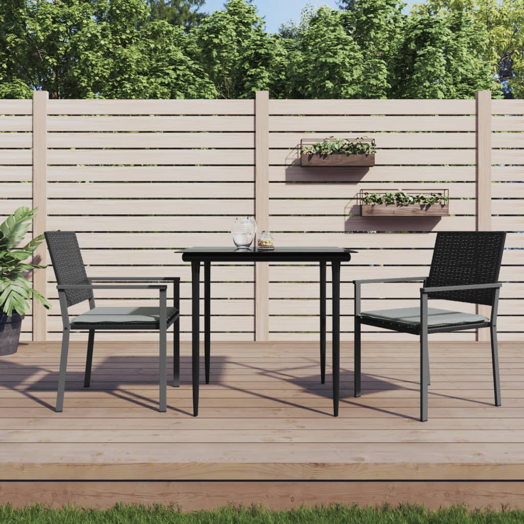 Tuinstoelen 4 st met kussens 54x62,5x89 cm poly rattan zwart