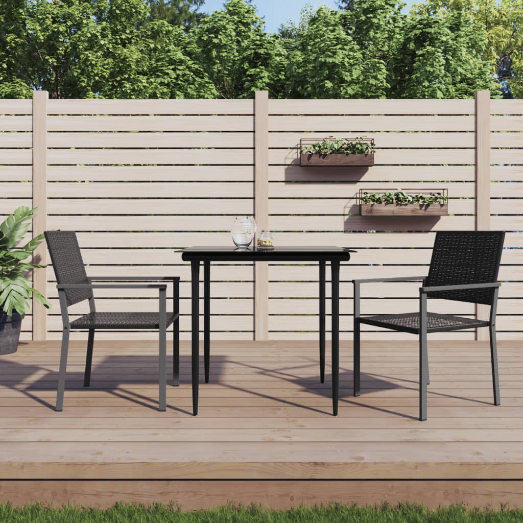 Tuinstoelen 4 st met kussens 54x62,5x89 cm poly rattan zwart