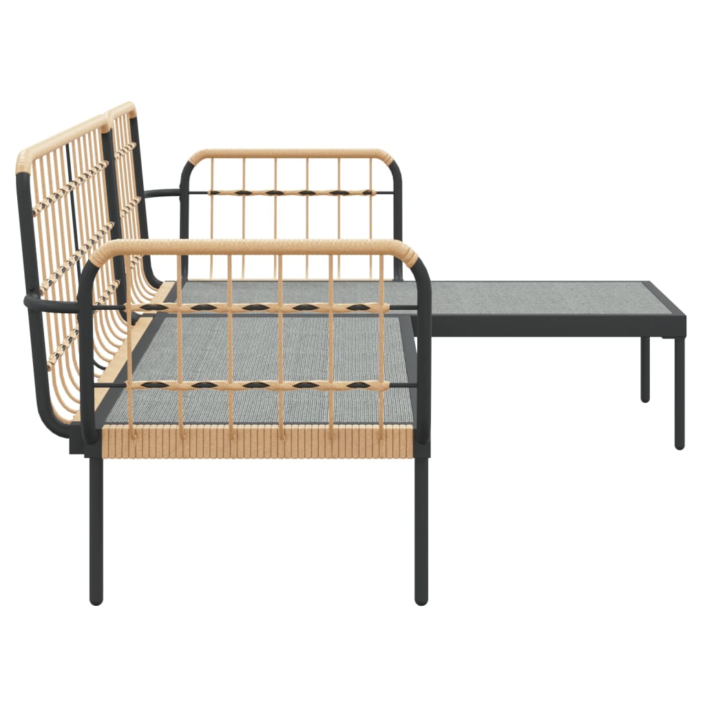 3-delige Loungeset met kussens poly rattan donkergrijs