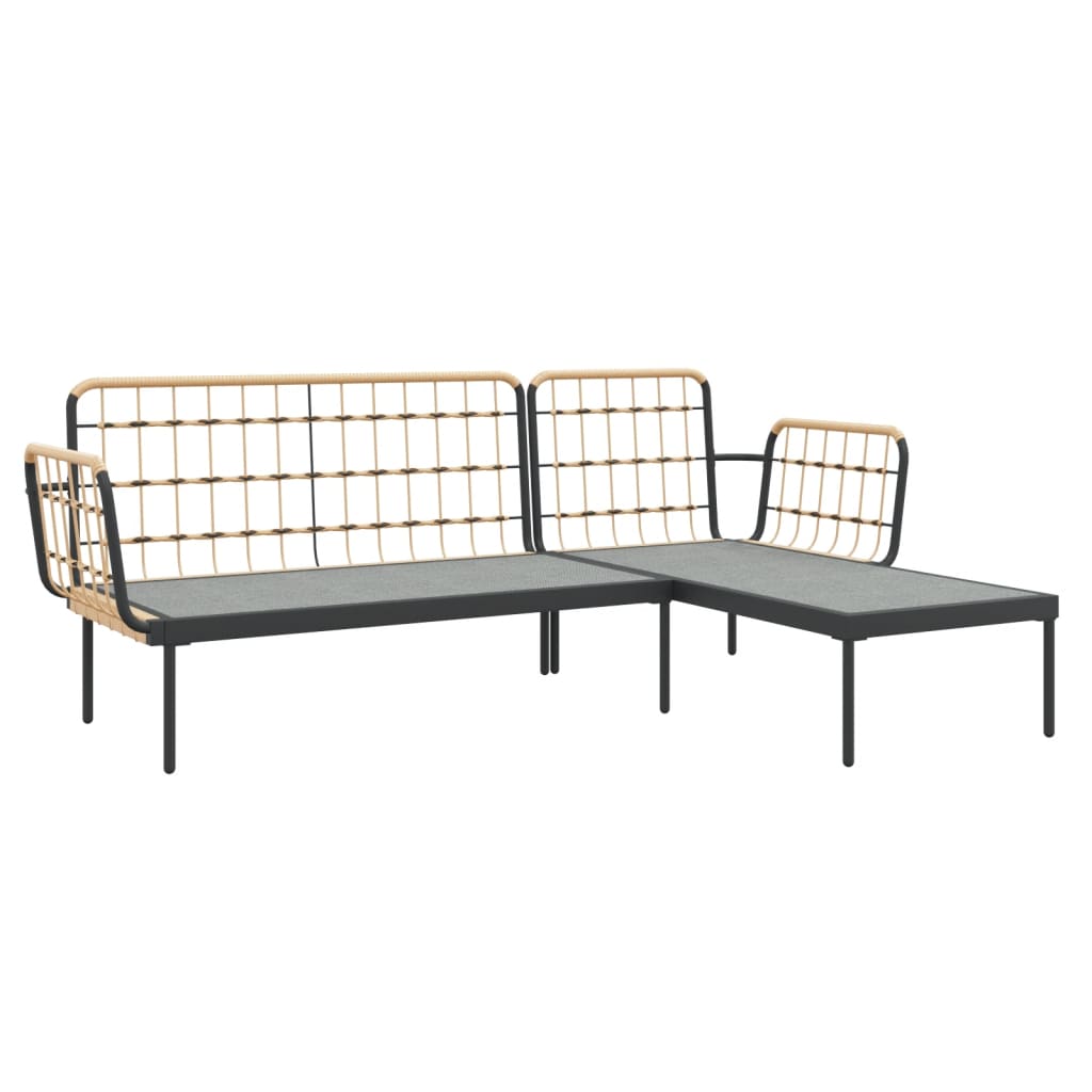 3-delige Loungeset met kussens poly rattan donkergrijs