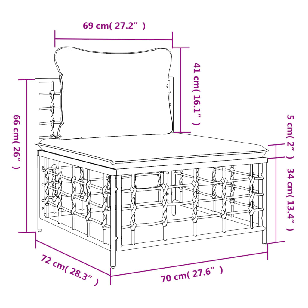 Tuintafel 70x70x34 cm poly rattan antracietkleurig