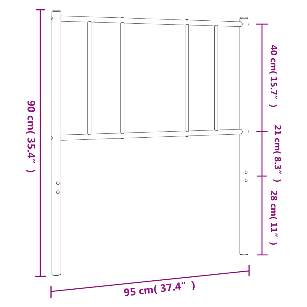 Hoofdbord metaal 75 cm