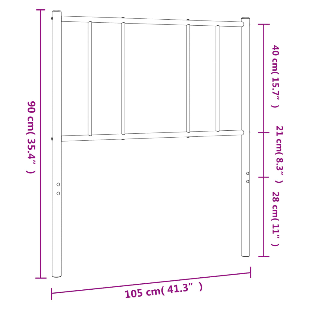 Hoofdbord metaal 75 cm