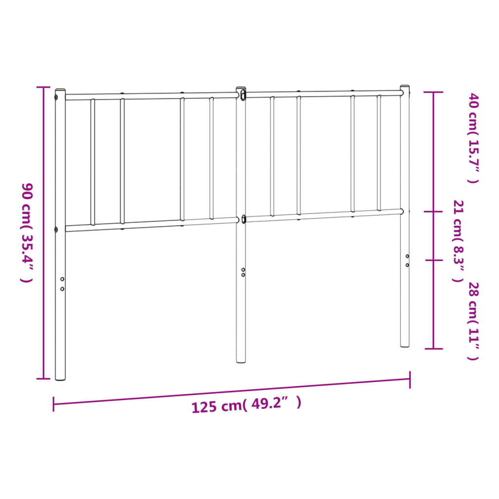 Hoofdbord metaal 75 cm