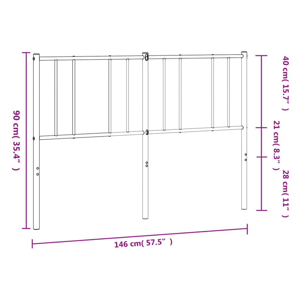 Hoofdbord metaal 75 cm