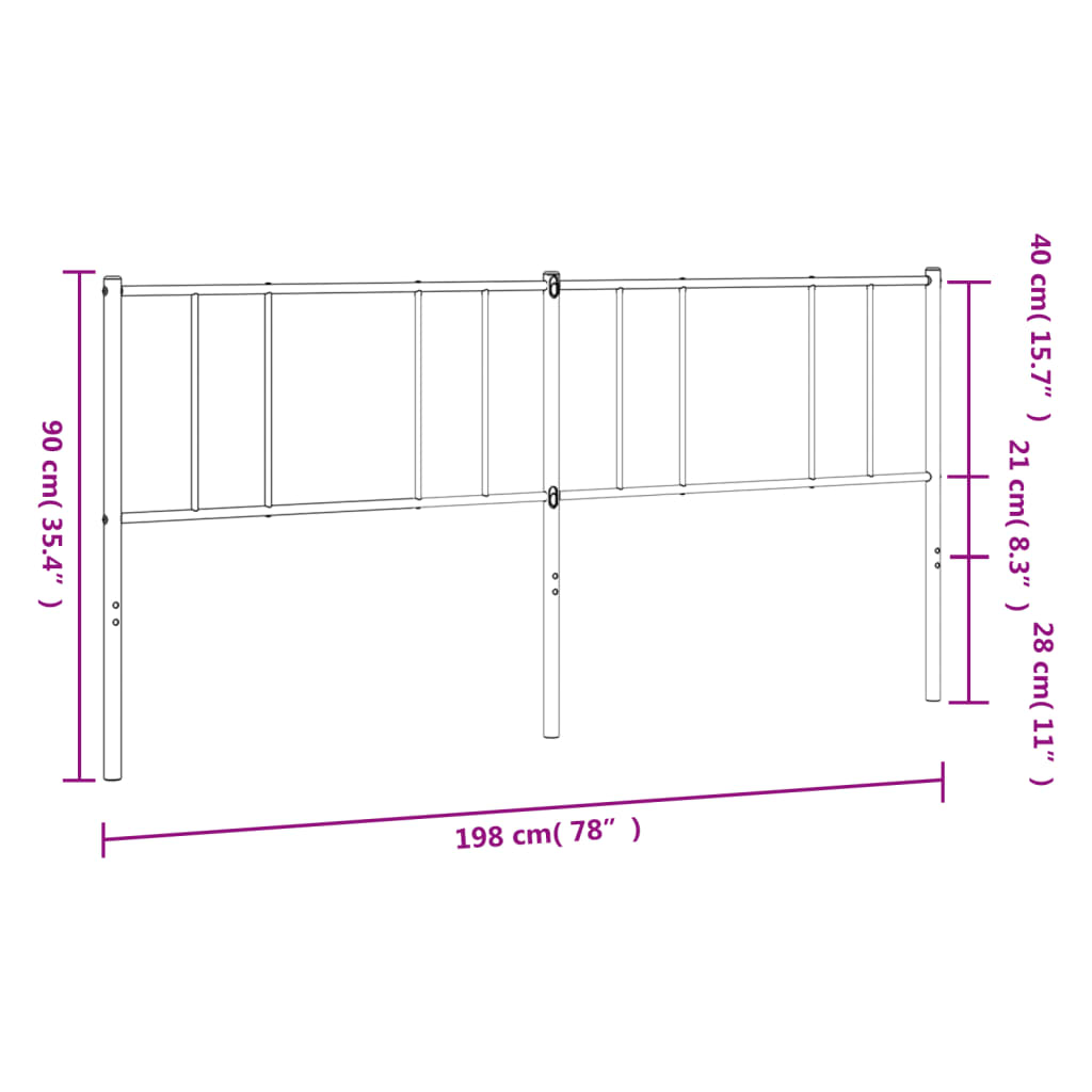 Hoofdbord metaal 75 cm