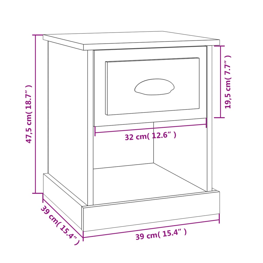 Nachtkastjes 2 st 39x39x47,5 cm bewerkt hout