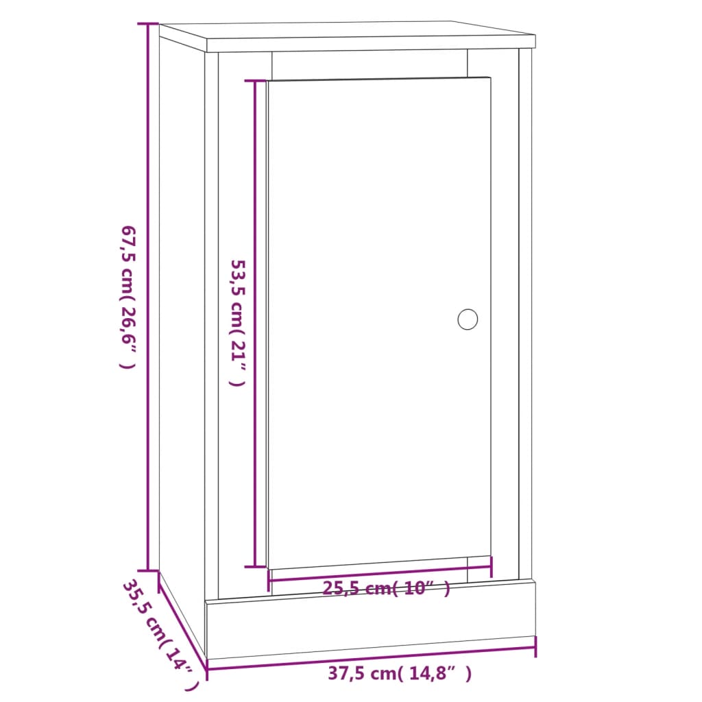 Dressoir 37,5x35,5x67,5 cm bewerkt hout