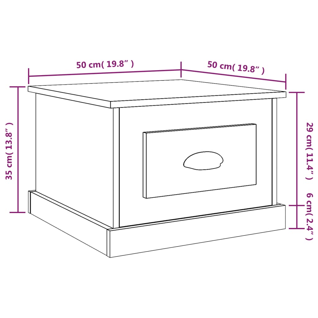 Salontafel 50x50x35 cm bewerkt hout