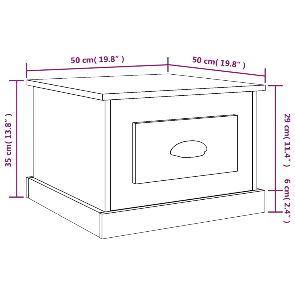 Salontafel 50x50x35 cm bewerkt hout