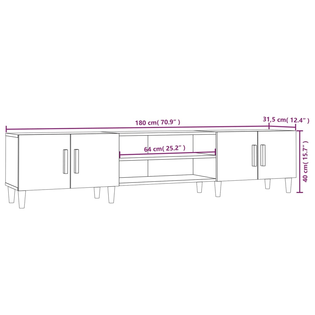 Tv-meubel 180x31,5x40 cm bewerkt hout