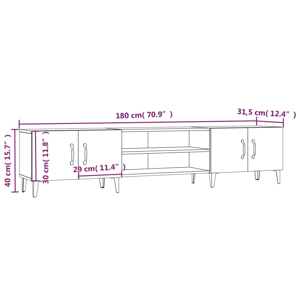 Tv-meubel 180x31,5x40 cm bewerkt hout