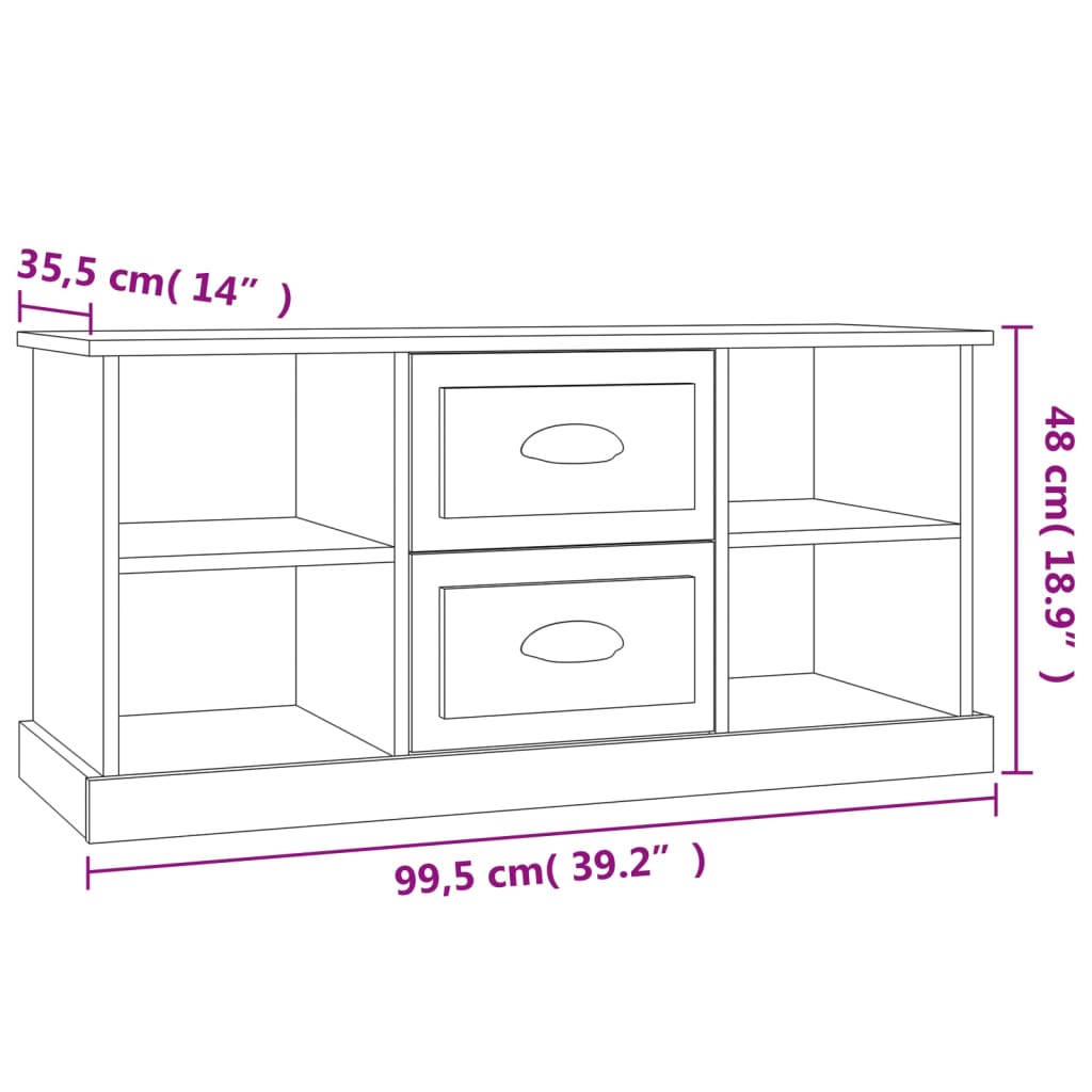 Tv-meubel 99,5x35,5x48 cm bewerkt hout