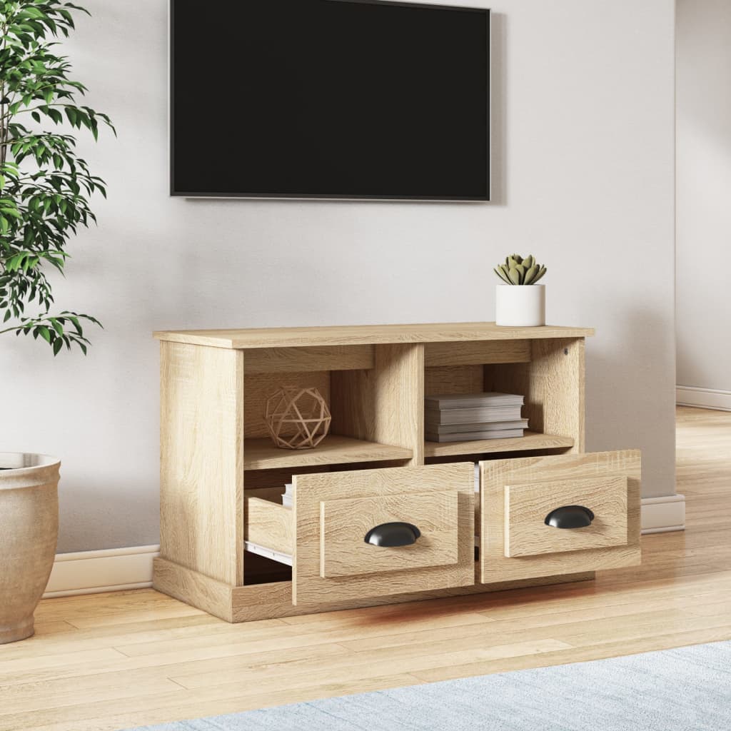 Tv-meubel 80x35x50 cm bewerkt hout eikenkleurig