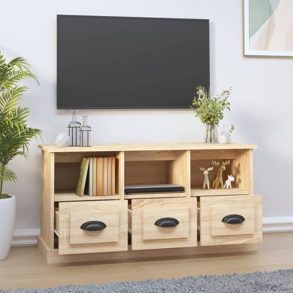 Tv-meubel 100x35x50 cm bewerkt hout eikenkleurig