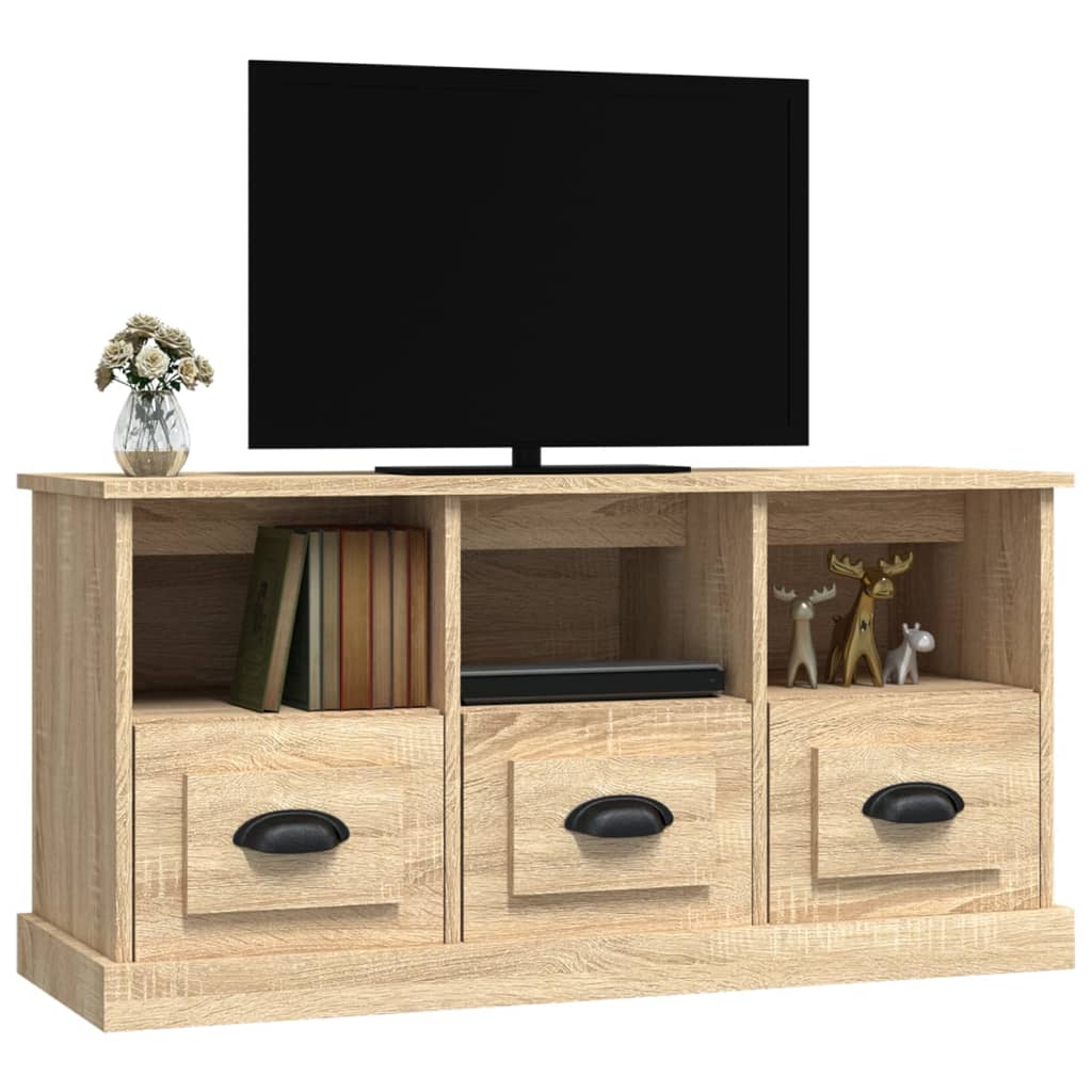 Tv-meubel 100x35x50 cm bewerkt hout eikenkleurig