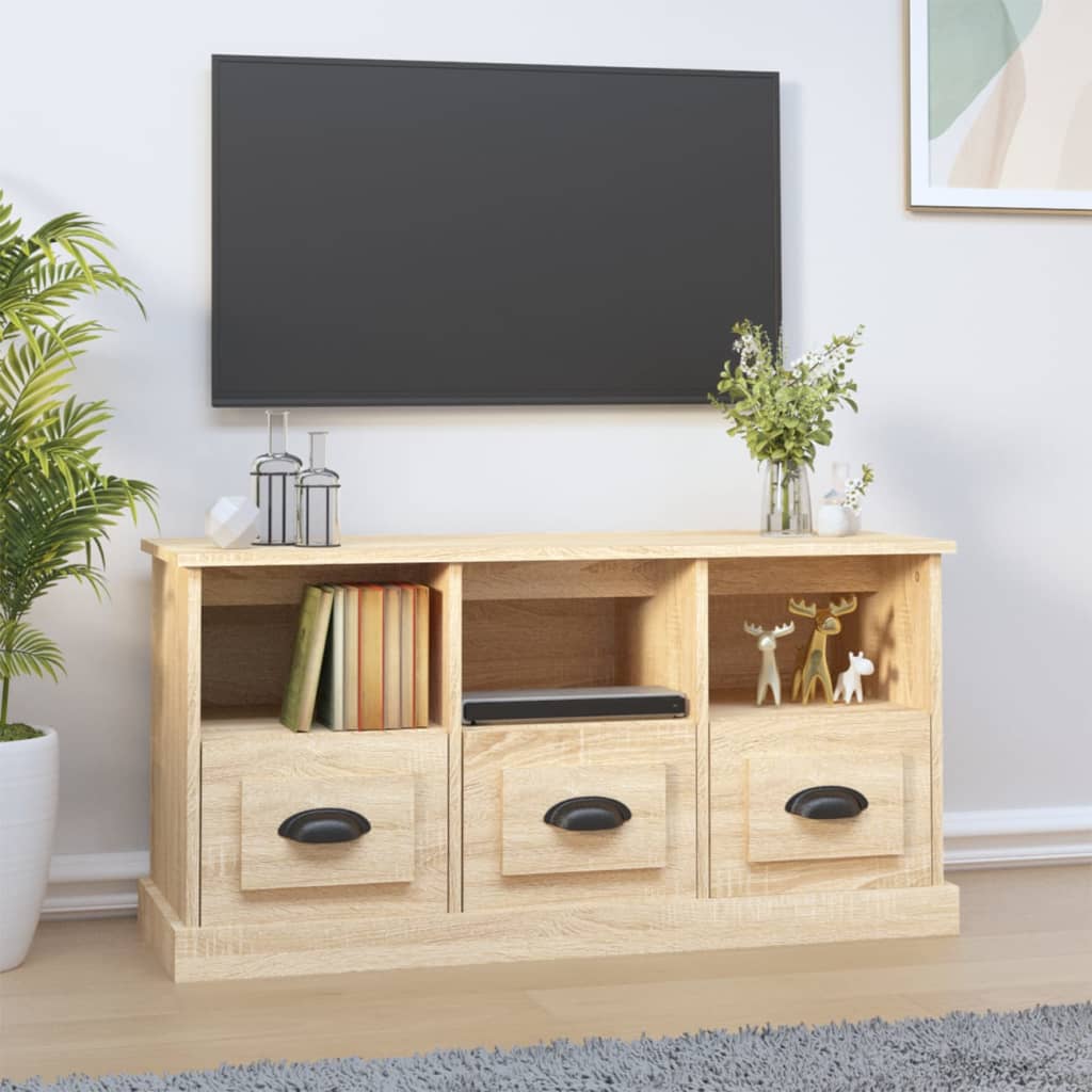 Tv-meubel 100x35x50 cm bewerkt hout eikenkleurig