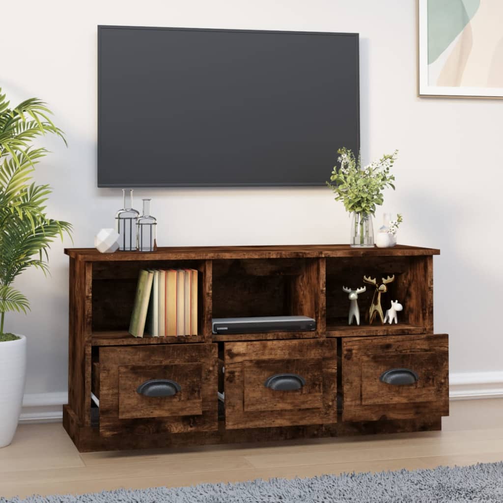 Tv-meubel 100x35x50 cm bewerkt hout eikenkleurig