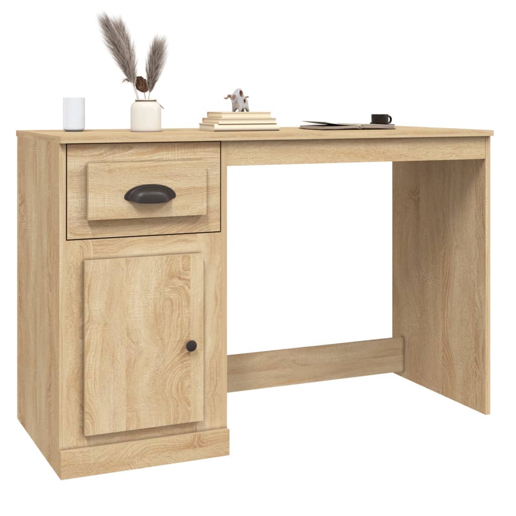 Bureau met lade 115x50x75 cm bewerkt hout eikenkleurig